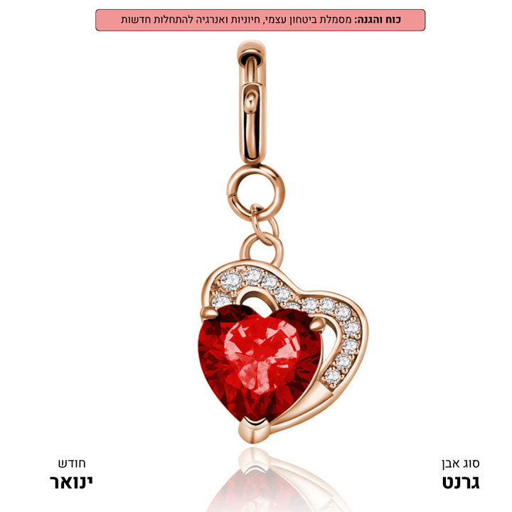 תליון לבבות אבני לידה | כסף/זהב ורוד