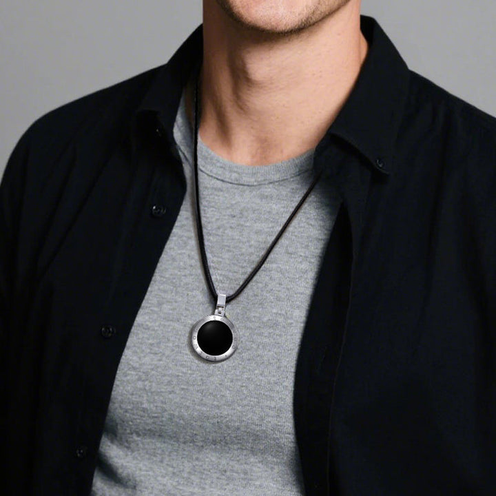 סט שרשראות עם פאנלים של אובסידיאן ופנינה